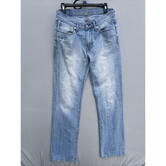 American Eagle Jeans Mens 30x32 Blue Denim Original Straight Grunge‎ Distressed - Picture 2 of 10